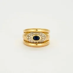 Bague or jaune saphir et diamants