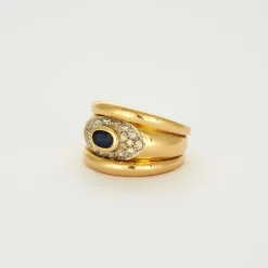 Bague or jaune saphir et diamants