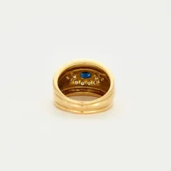 Bague or jaune saphir et diamants
