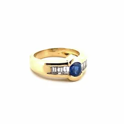 Bague or jaune, saphir et diamants