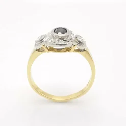 Bague or jaune saphir et diamants