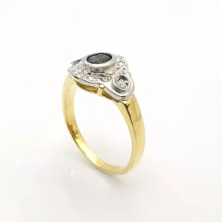 Bague or jaune saphir et diamants