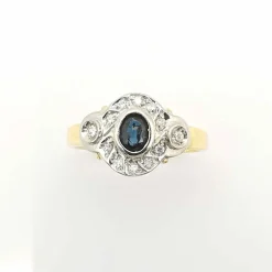 Bague or jaune saphir et diamants