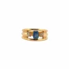 Bague or jaune saphir ovale et diamants
