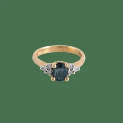 Bague or jaune Saphir épaulé Diamants