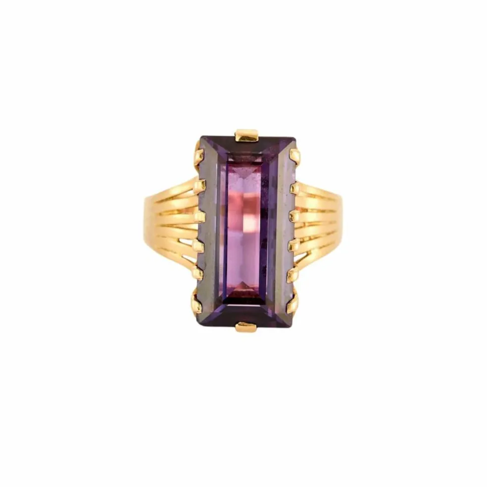 Bague or jaune saphir teal