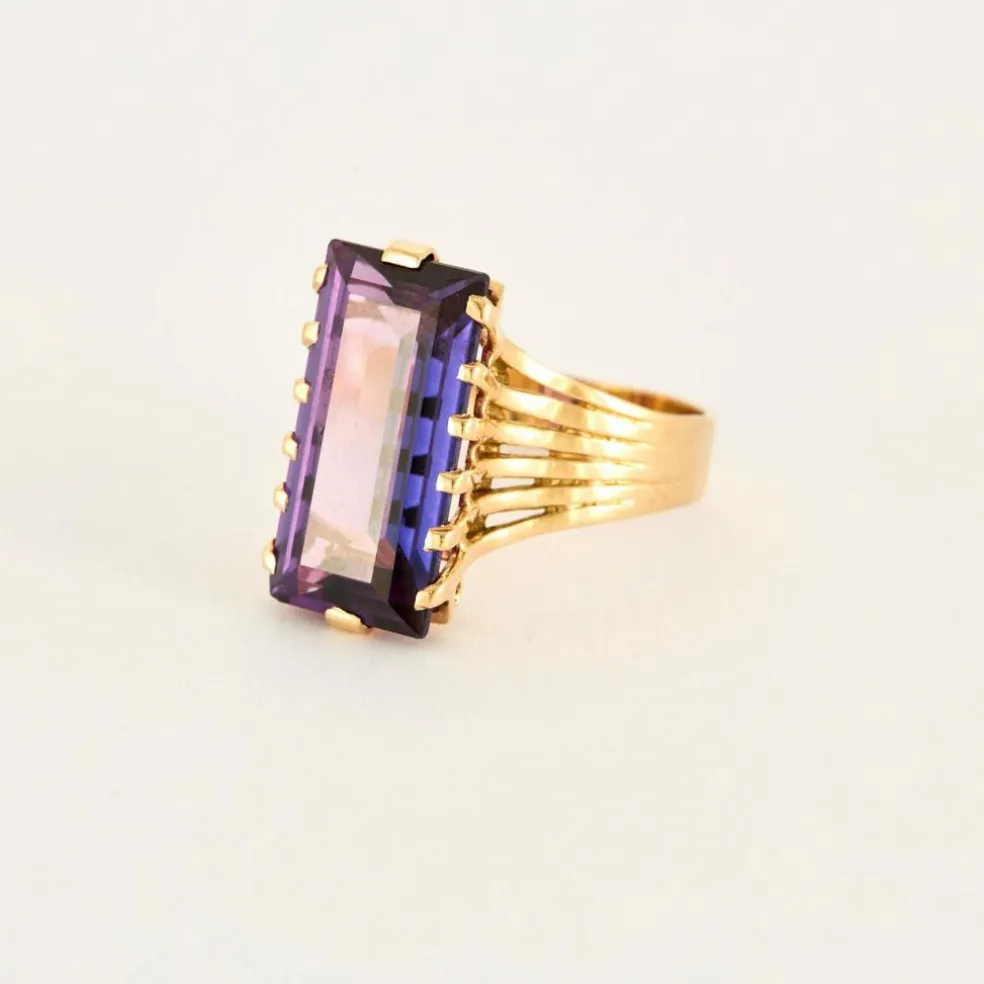 Bague or jaune saphir teal