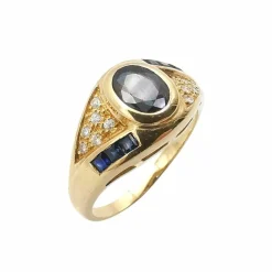 Bague or jaune saphirs & diamants