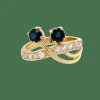 Bague or jaune saphirs diamants