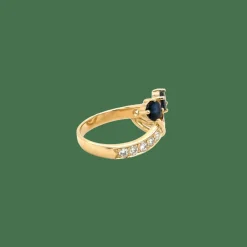 Bague or jaune saphirs diamants