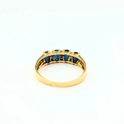 Bague or jaune saphirs diamants