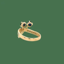 Bague or jaune saphirs diamants