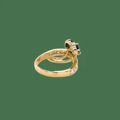Bague or jaune saphirs diamants