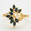 Bague or jaune saphirs et diamants