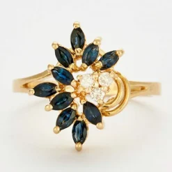 Bague or jaune saphirs et diamants
