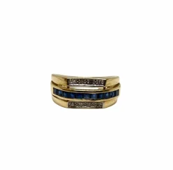 Bague or jaune saphirs et diamants