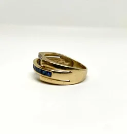 Bague or jaune saphirs et diamants