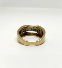 Bague or jaune saphirs et diamants