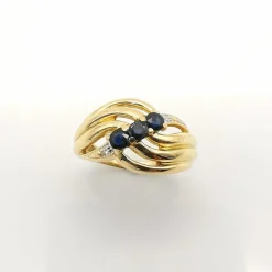 Bague or jaune saphirs et diamants