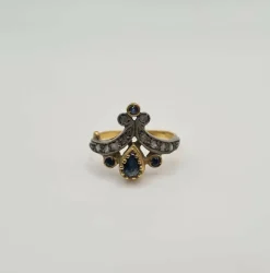 Bague or jaune sertie de saphir