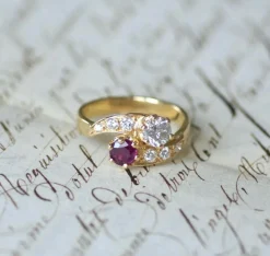 Bague or jaune Toi et Moi Rubis et Diamants