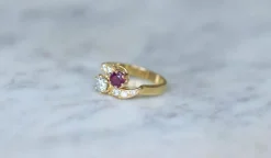 Bague or jaune Toi et Moi Rubis et Diamants