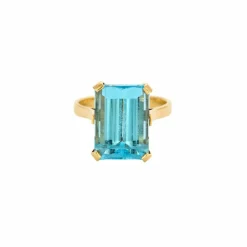 Bague or jaune topaze bleue