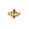 Bague or jaune, tourmaline rose et verte et diamants