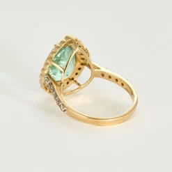 Bague or jaune, tourmaline, saphirs, diamants