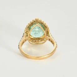 Bague or jaune, tourmaline, saphirs, diamants
