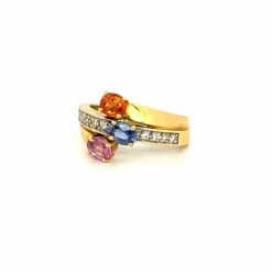 Bague Or Jaune, Trilogie Saphirs & Diamants
