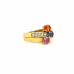 Bague Or Jaune, Trilogie Saphirs & Diamants