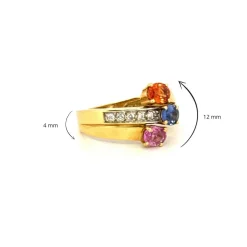 Bague Or Jaune, Trilogie Saphirs & Diamants