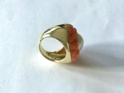 Bague Or, perle & corail