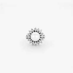 Bague or perle de culture et diamants