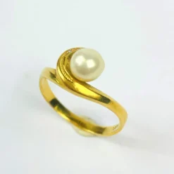 Bague Or Perle de Culture et Diamants