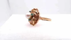 Bague Or Perle fine Emeraudes