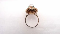 Bague Or Perle fine Emeraudes