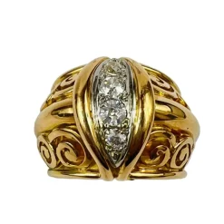 Bague Or Platine 4 Diamants