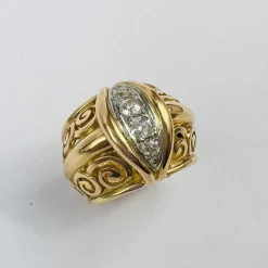 Bague Or Platine 4 Diamants