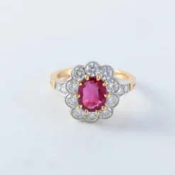 Bague or, platine et rubis