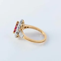 Bague or, platine et rubis