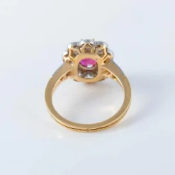 Bague or, platine et rubis