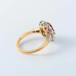 Bague or, platine et rubis