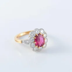 Bague or, platine et rubis