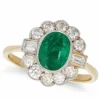 Bague or platine émeraude diamants