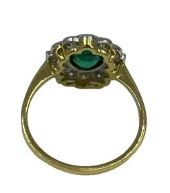 Bague or platine émeraude diamants