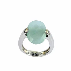 Bague Or Quartz Vert d'Eau