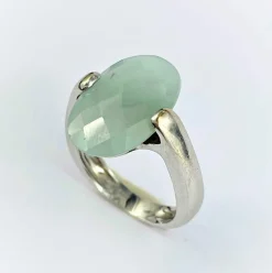 Bague Or Quartz Vert d'Eau