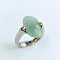 Bague Or Quartz Vert d'Eau